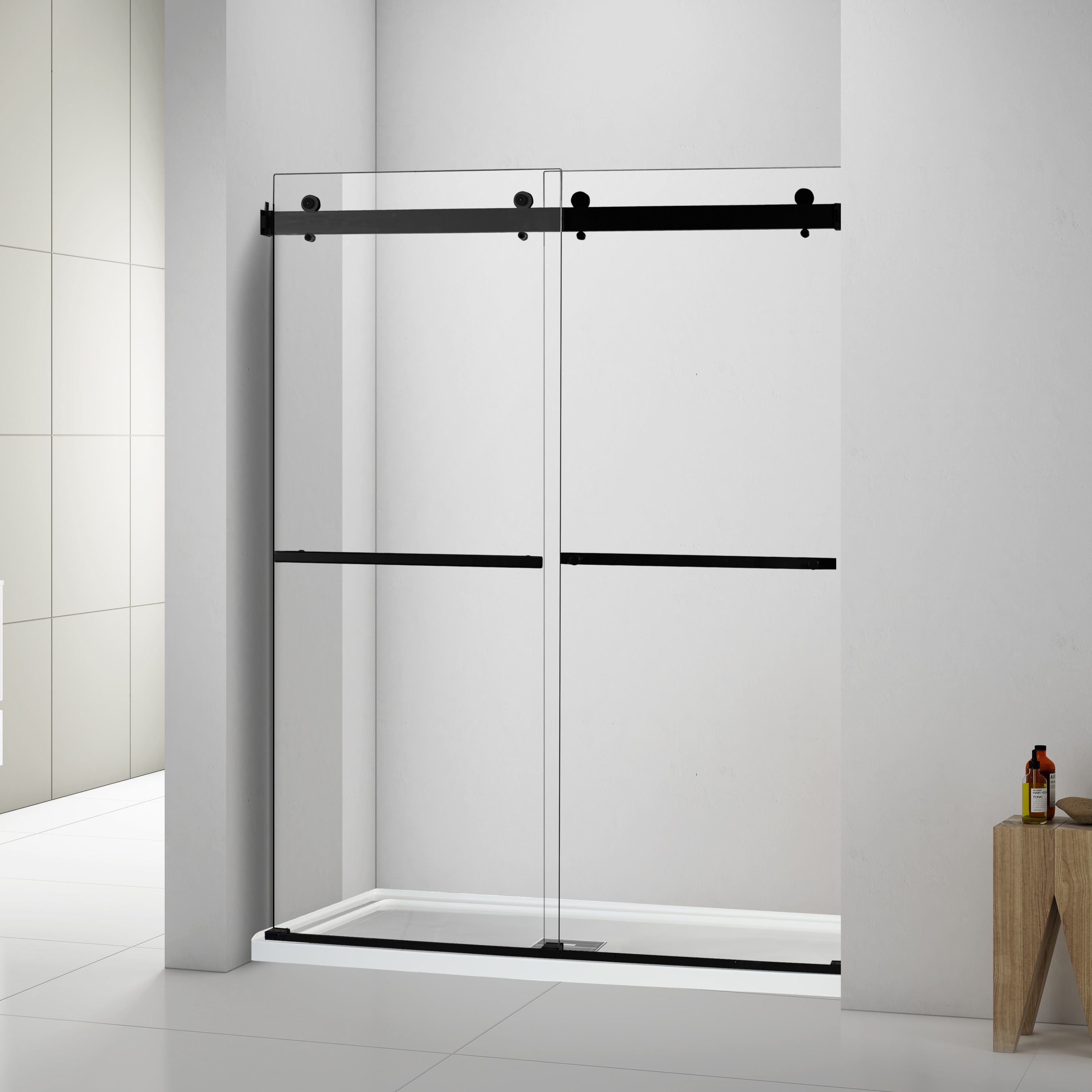 Black Custom Barn Style Sliding Bypass Shower Doors (HX421F) - Buy ...